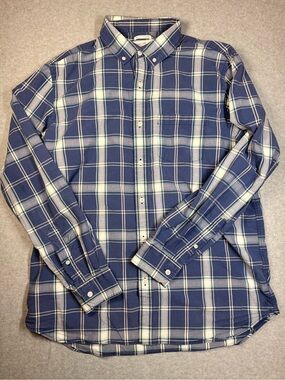 Old Navy Navy and White Plaid Button-Down Shirt
